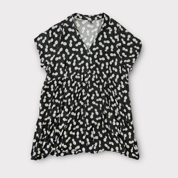 Torrid Shirt Dress Challis Black Pineapple Size 6/ 6X Plus - Picture 1 of 5